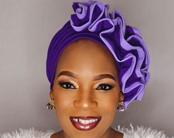 Side Ruffle Turban for Women, Chic 3-Layer Stretch Cap, Elegant Lady Danbury Headwrap, Stylish Turban Hat, Fashion Headwear Cancer Cap