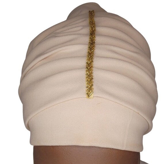 Chic Gold Women\'s Headwrap with Beaded Detail Tatreez Head Lerat With Beads: Elegance and Tradition  main image 4
