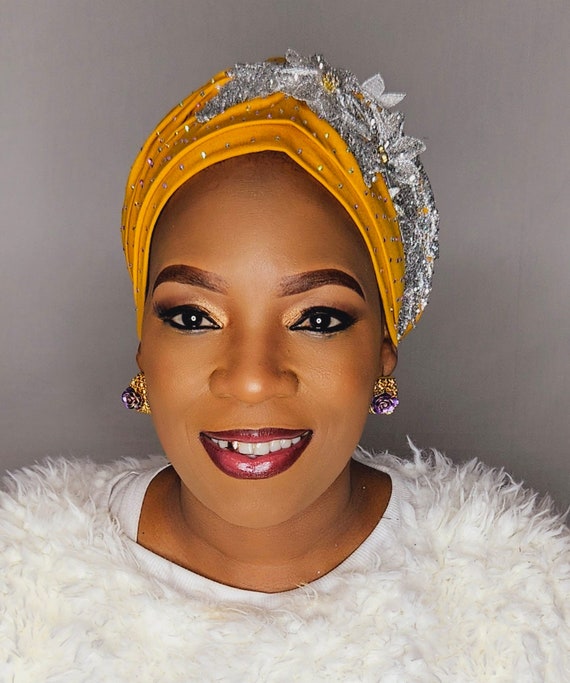 Dubai Turban for Women, Rhinestone Embellished Party  display picture 2