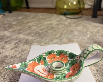 Vintage Hand Painted Italian Ceramica Candle Holder
