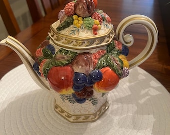 Vintage Fitz and Floyd Venezia Fruit Motif Teapot