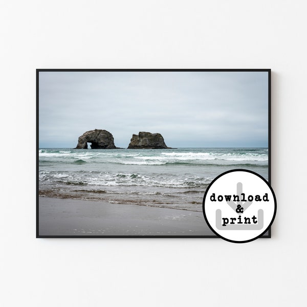 Arch Rock, Oregon Coast Beach Photography - Instant Digital Download Photography Print - Pacific Northwest Wall Art Prints