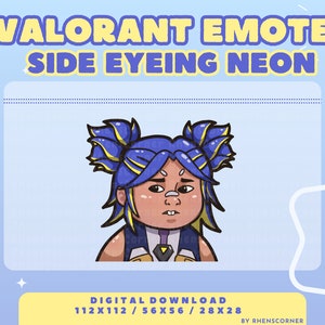 Side Eyeing Valorant Neon Sassy Cute Emote - Twitch, Discord, YouTube