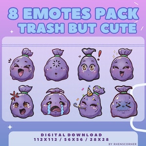 Kawaii Trash Bag Emote - Trash but Cute BUNDLE - Twitch, Discord, YouTube