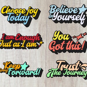 Positivity – Set of 6 Affirmation Wall Art & Sticker Designs | Digital Printable PNG, SVG for Laptop, Mug, Window, Phones, Fridges