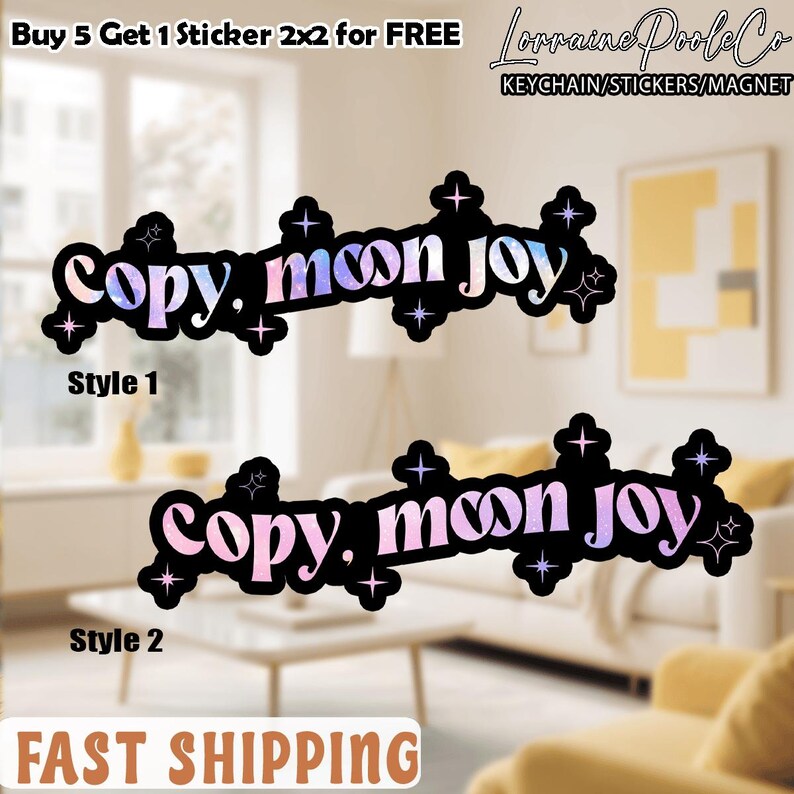 Moon Joy Sticker – Cute Space Aesthetic Decal, Happy Lunar Vibes ...