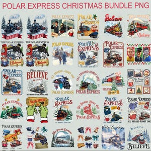 Bundle de 20+ Noël Polar Express, Believe Christmas, Magie du pôle Nord, png, Noël vintage png, Film de Noël, Joyeux Noël