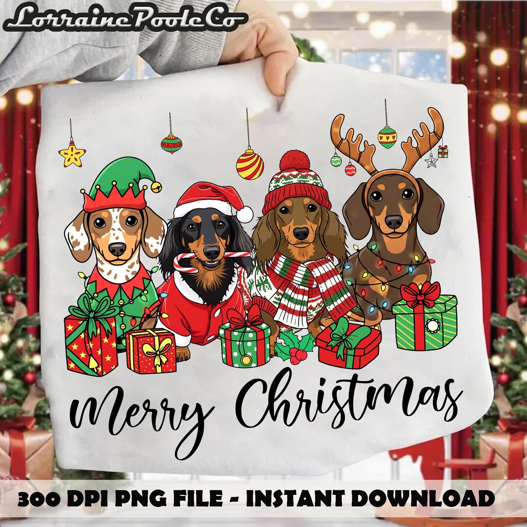 Merry Christmas Dachshund Dog PNG, Cute Puppies, Christmas Holiday Pet ...