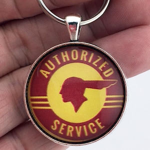 Vintage Pontiac Authorized Service Indian Sign 1.2" Diameter Keychain
