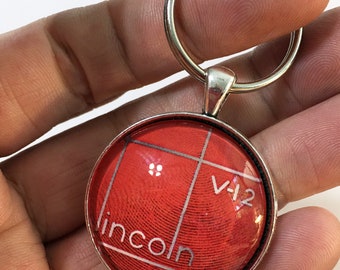 Vintage 1930's-40's Lincoln K V-12 Emblem Badge Logo Vintage Automobile 1.2" Diameter Keychain