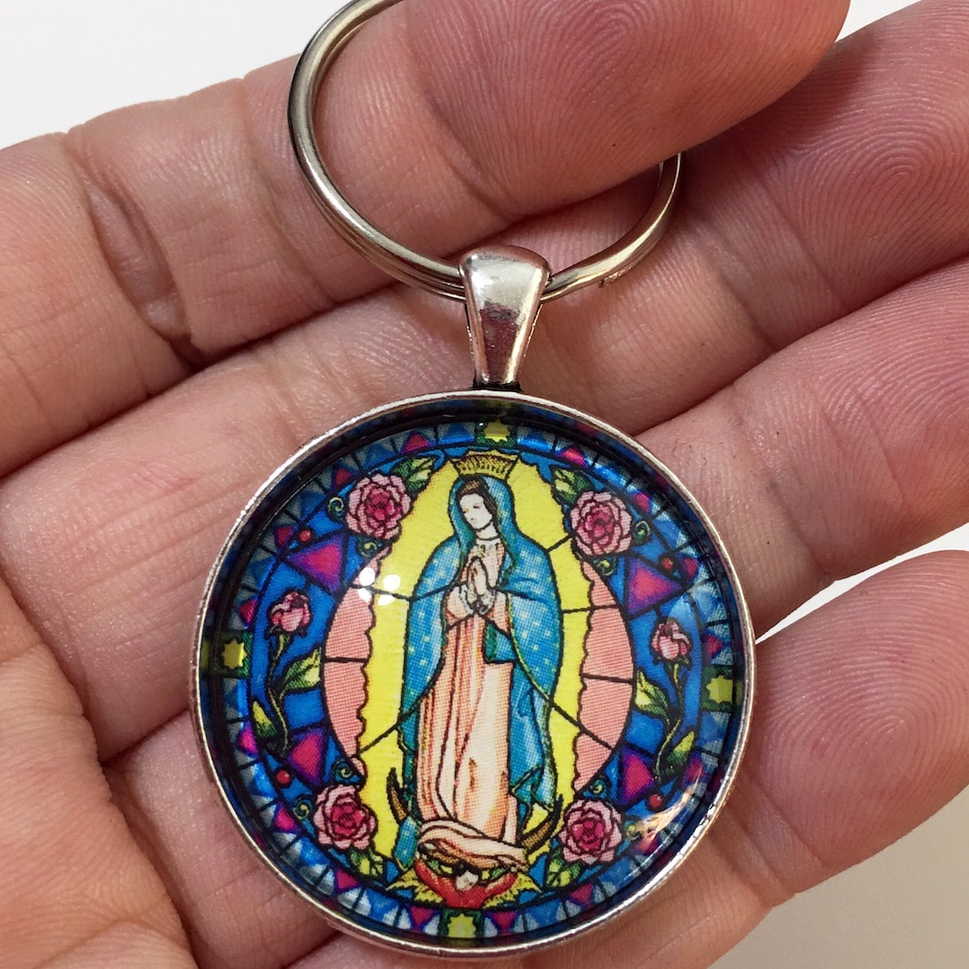 Our Lady of Guadalupe Stained Glass Jewelry 1.2" Diameter Keychain - Etsy