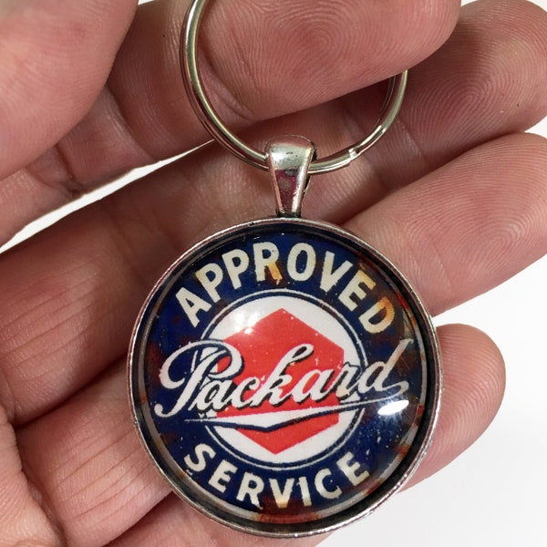 Antique Packard Authorized Service Sign Vintage Automobile 1.2" Diameter Keychain