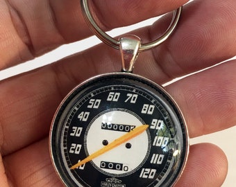 Vintage Antique 1947 HD Knucklehead 120 MPH Speedometer Motorcycle Gauge 1.2" Diameter Keychain