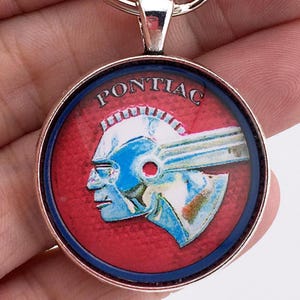 Vintage Pontiac Indian Emblem Trunk Badge Ornament Logo  1.2" Diameter Keychain