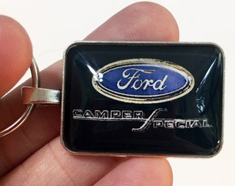 Vintage Ford Camper Special Truck F150 F250 F350 Rectangle Keychain