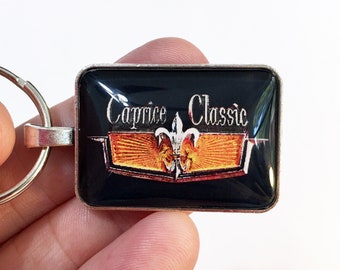 Vintage 1970's Chevrolet Caprice Classic Chrome Fender Emblem Badge Logo Rectangle Keychain
