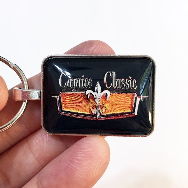 Vintage 1970's Chevrolet Caprice Classic Chrome Fender Emblem Badge Logo Rectangle Keychain