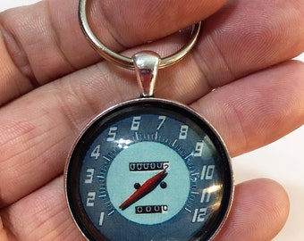 Vintage Antique 1948-1952 HD Panhead Blue Face Motorcycle 120 MPH Speedometer Gauge 1.2" Diameter Keychain