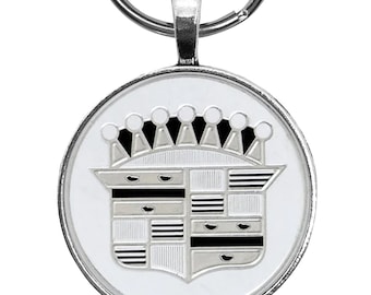 Vintage Cadillac Chrome Crown Emblem Wheel Badge  Logo  1.2" Diameter Keychain