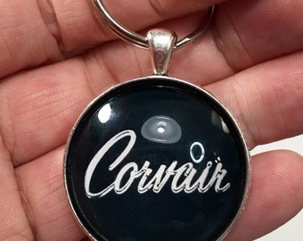 Vintage Chevrolet Corvair Chrome Badge Emblem Logo  1.2" Diameter Keychain Chevy Corvair Spyder