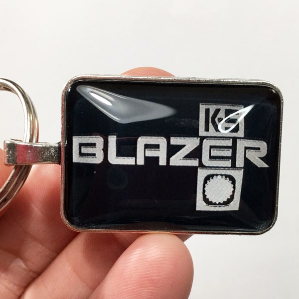 Vintage 1980's Chevrolet K5 Blazer Chrome Fender Emblem Badge Logo Rectangle Keychain