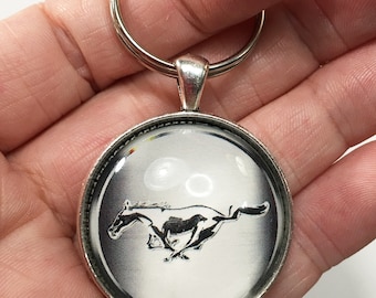 Insigne d'emblème de logo de poney chromé de Ford Mustang Porte-clés de 1,2 "de diamètre