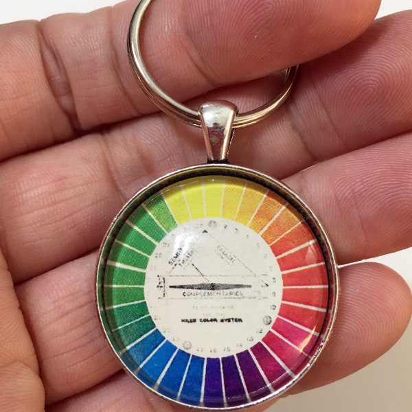 Vintage Artist's Color Wheel Image Jewelry 1.2" Diameter Keychain