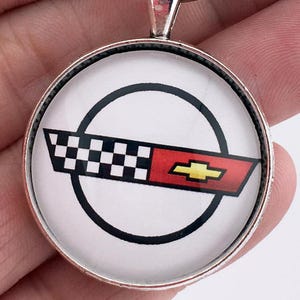 vintage Chevrolet Corvette C4 Hood emblème 1,2" de diamètre porte-clés 1983-1996