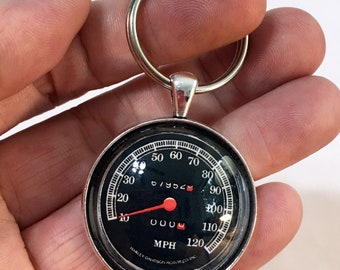 Vintage HD Motorcycle  120 MPH Speedometer Gauge 1.2" Diameter Keychain