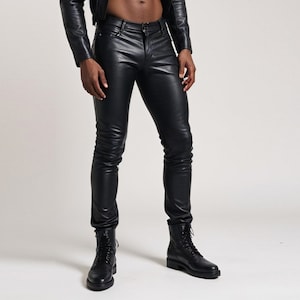 Made To Order Custom Made Sheep Leather Pants - Black Leather Pants - Leather Jeans - Biker Pants - Pants For Men
