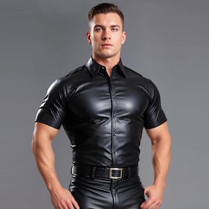 Men&#39;s Genuine Sheepskin Leather Shirt - Custom Tailored
