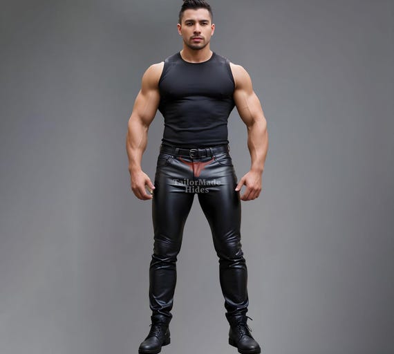 Men's Genuine Sheep Leather Pants - Black Leather Pants for