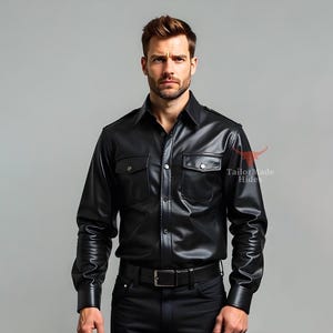 Handcrafted Sheepskin Leather Shirt: Police Style, Made-to-Order