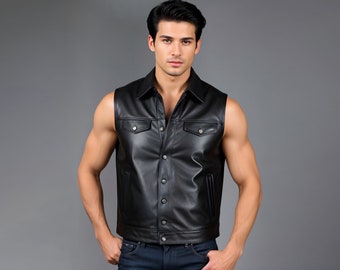 Handgemachte Schafsleder Bikerweste - Custom Fit