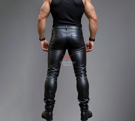 Men's Genuine Sheep Leather Pants - Black Leather Pants for
