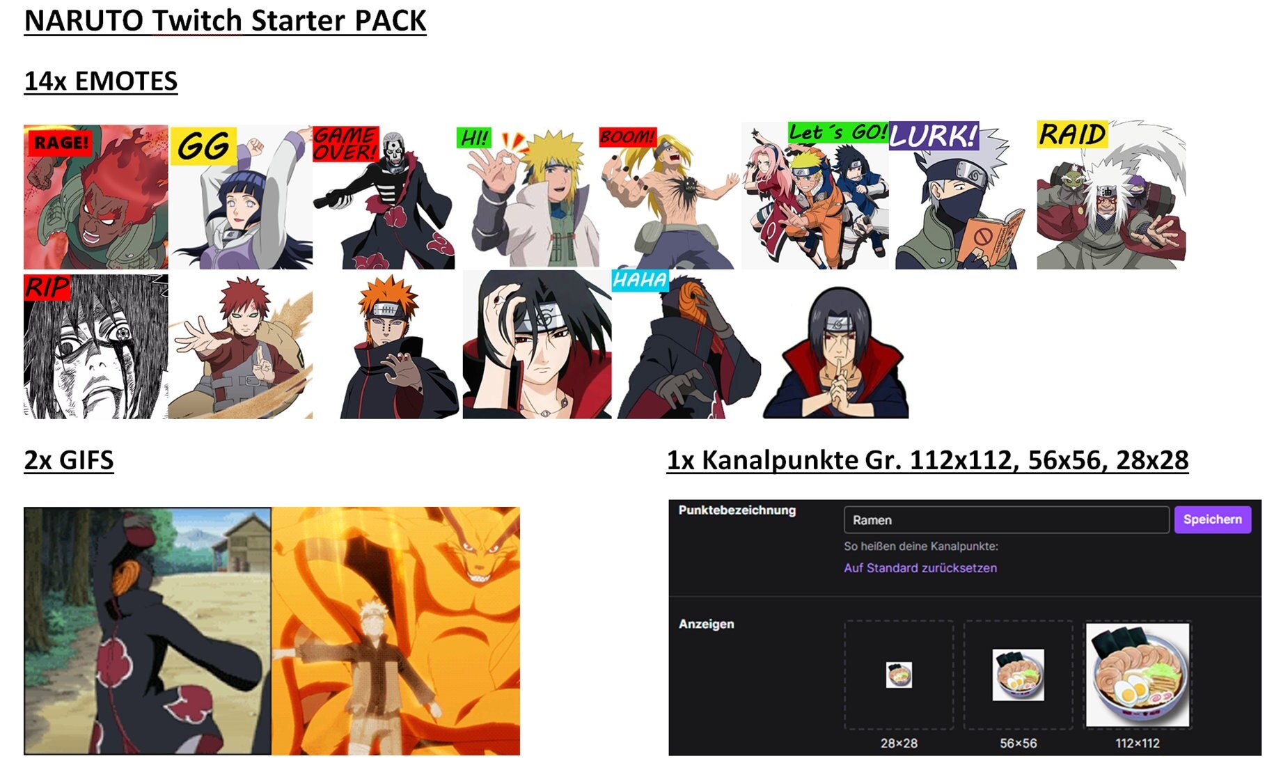 NARUTO Twitch Starter PACK Stream Overlay, Stream Overlay Package, Twitch  Stream Overlay, Stream Overlay Package Animated, Emotes 