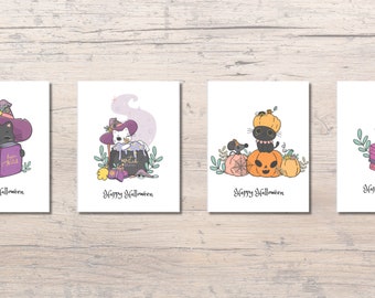 Happy Halloween Cat Card Set, Halloween Greeting Cards, Gift for Family, Gift for Friends, Gifts for Coworker