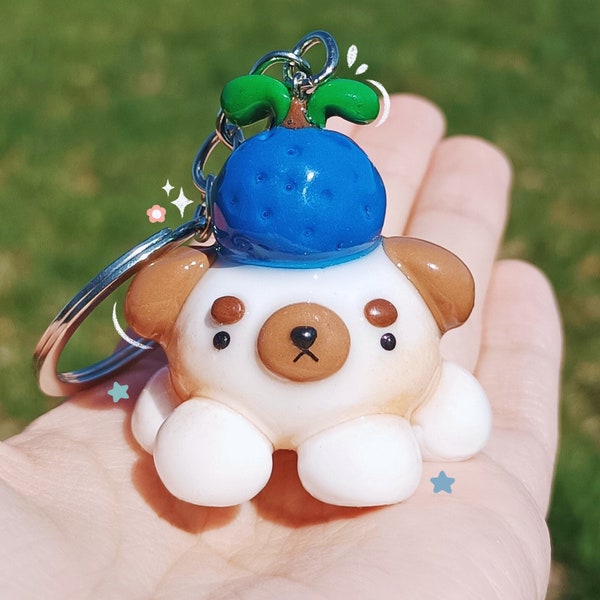 Octopup Bag Keychain, Cute Polymer Clay Figurine, Puppy Keychain, Handmande Clay Charm