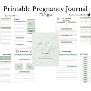 Imprimible Embarazo Diario Planificador Rastreador Archivo Digital PDF Opciones de Tamaño de Carta para Mamá/Papá, Mamá/Mamá, Papá/Papá Incluido Verde