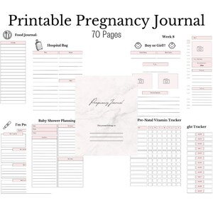 Imprimible Embarazo Diario Planificador Rastreador Archivo Digital PDF Opciones de Tamaño de Carta para Mamá/Papá, Mamá/Mamá, Papá/Papá Incluido Rosa