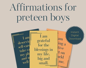 May include: Three yellow, orange, and blue affirmation cards with black text. The text on the cards reads: "I am deserving of self-care, take care of my physical and mental well-being", "I am grateful for the blessings in my life, big and small", and "I am living a positive impact on the world around me".