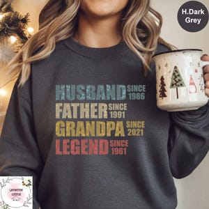Personalized Husband Father Grandpa Legend Sweatshirt, Custom Dad Grandpa Sweater, Grandfather Custom Dates Hoodie, Fathers Day Sweatshirt
