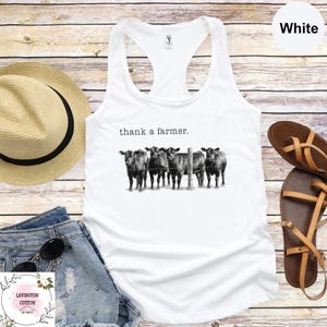 Thank A Farmer Tank Top,  Thank a Rancher Tank Top, Support Local Farmers Tank Top, Cute Cow Tank Top, Cute Farmer Man Tank Top,