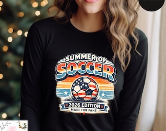 2026 Summer Soccer Longsleeve Tee, Retro USA Fan Long Sleeve Shirt