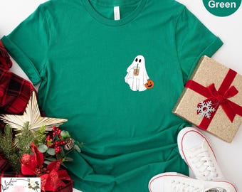 Сute Ghost Coffee Tee, Сute Little Ghost Iced Coffee t-shirt, Boo Ghost Shirt, Ghost Coffee Shirt, Halloween Coffee Lovers