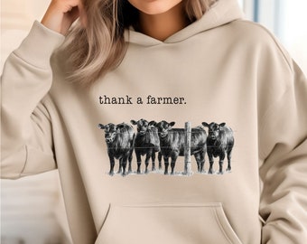 Thank a Farmer Sweatshirt, Western Sweatshirt, Country sweatshirt, Country Hoodie , Farmer Hoodie, support Local Farmer,highland Cow Hoodie