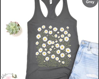 Daisy Flower Tank Tok , Wildflowers Cottagecore Tanktop, Floral Botanical Tank Top