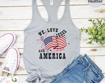 She Loves Jesus And America Too Tank Top, America Retro Tank Top, Christian Tank Top, 4th of July Tank Top, Independence Day Tank Top