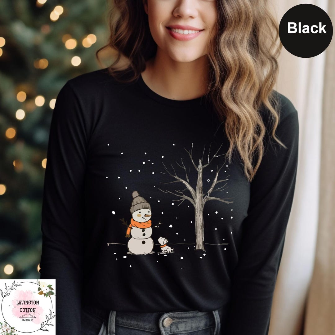 T-shirt Femme à Manches Longues Lauren James - Motif Bonhomme De Neige - Taille S Blanche - Coton - Occasion Très Bon état