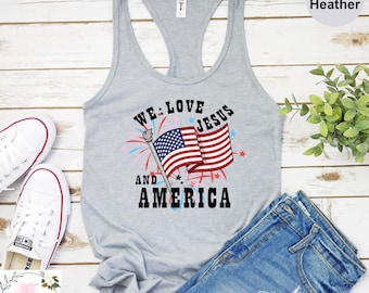 She Loves Jesus And America Too Tank Top, America Retro Tank Top, Christian Tank Top, 4th of July Tank Top, Independence Day Tank Top